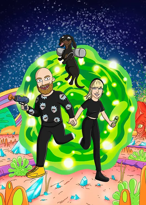 Rick and Morty - personalizowany obraz, cartoonizowany portret w